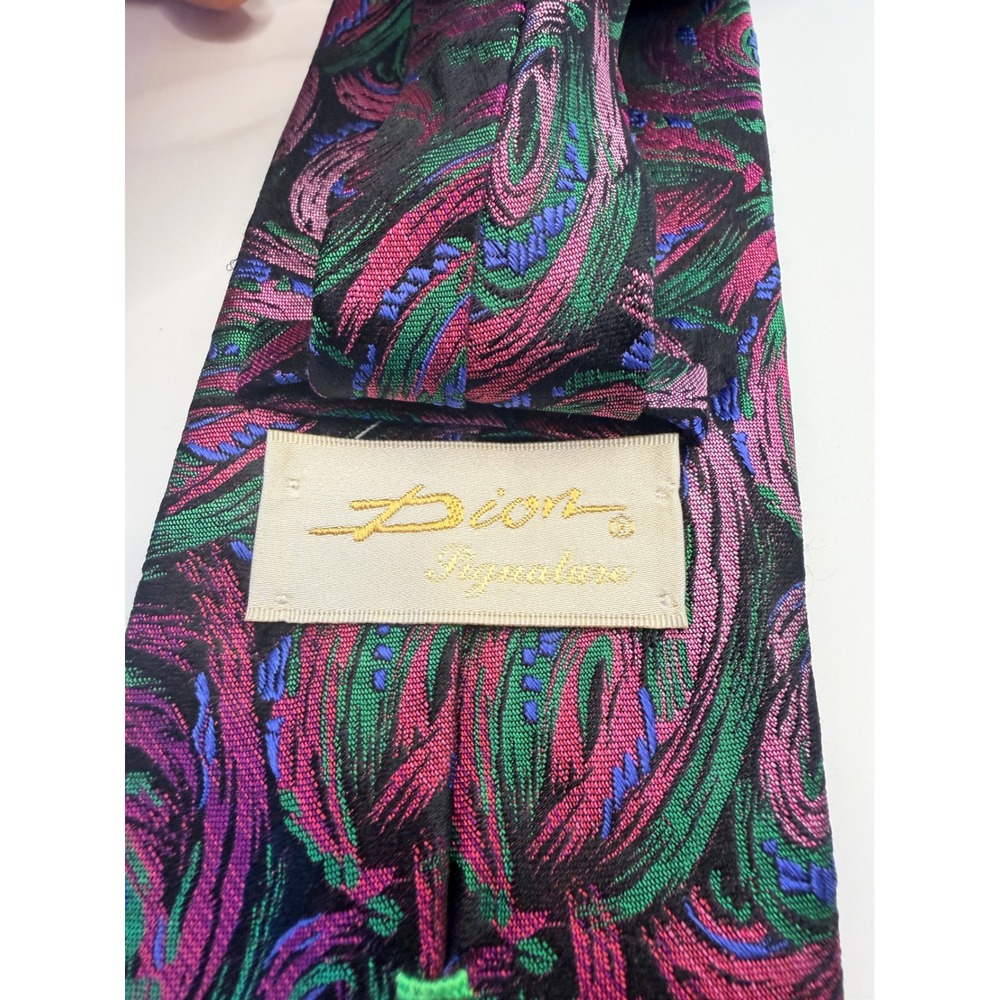 Dion Signature Mens Silk Tie Abstract Psychedelic Swirl Pink Green Blue Canada